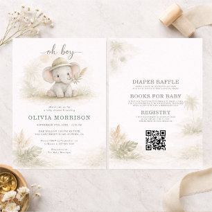 All in One Oh Boy Jungle Safari Baby Shower Invitation