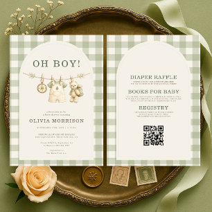 All in One Oh Boy Woodlands Baby Shower Invitation