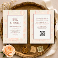 All in One Paris French Toile QR Code Baby Shower