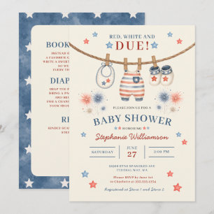 All In One Patriotic Clothesline Baby Shower Invitation