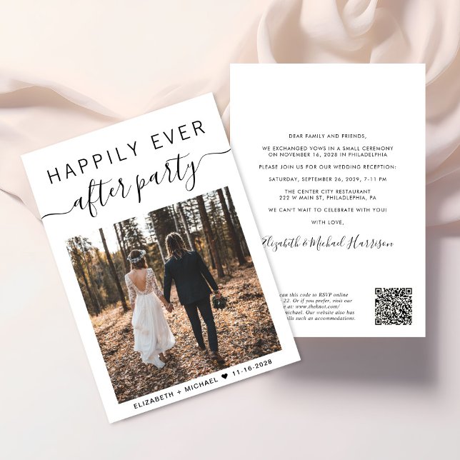  All In One Photo QR Code Wedding Reception Invitation (Upload you photo and input your wedding website address to create a QR code)