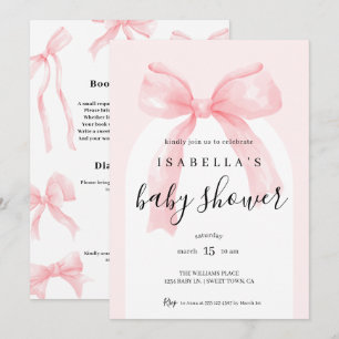All In One Pink Bow Baby Shower Invitation
