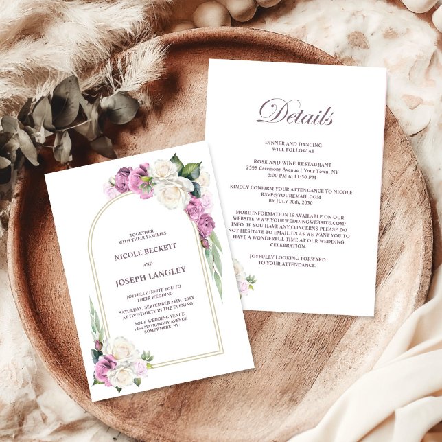 All In One Pink White Floral Arch Wedding Invitation (Creator Uploaded)