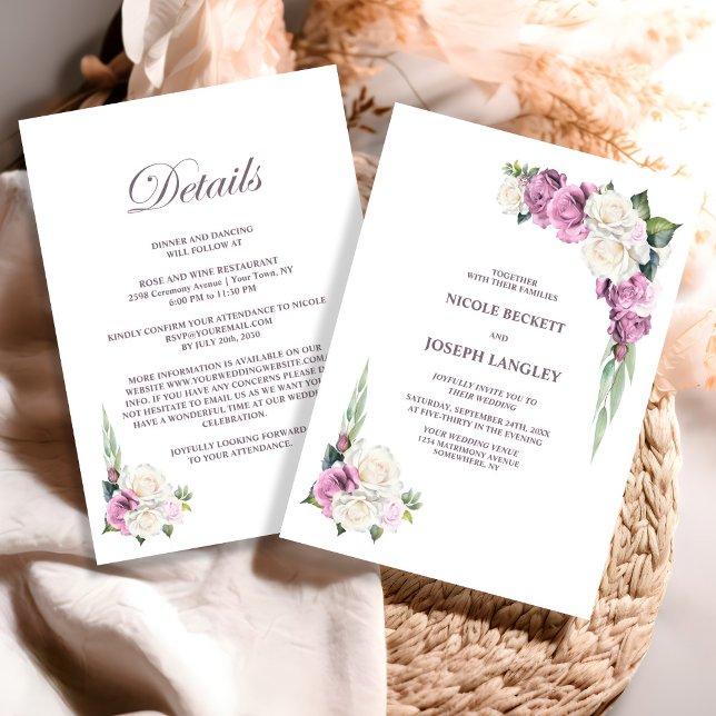 All In One Pink White Floral Wedding Invitation (Creator Uploaded)
