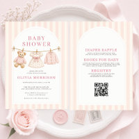 All in One Preppy Bear Pink Girl Baby Shower