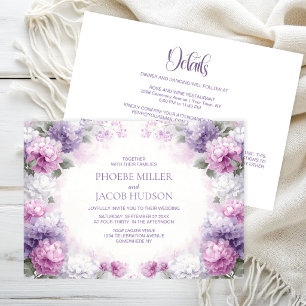 All in One Purple and Pink Floral Wedding Invitation