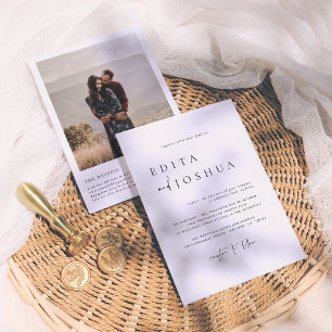 All In One QR Code Black & White Photo Wedding Invitation