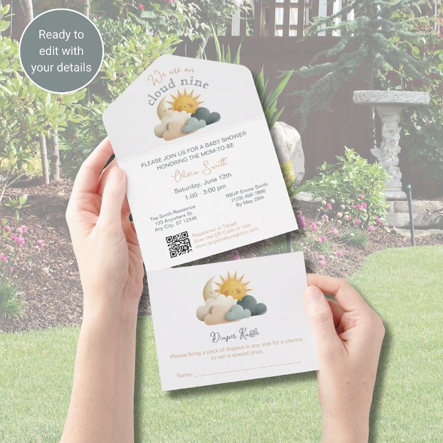 All in One QR Code Cloud Baby Shower Invitation  (Creator Uploaded)