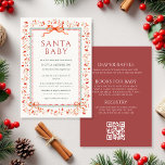 All in One QR Code Santa Baby Baby Shower Invitation<br><div class="desc">Celebrate your little one’s arrival with this modern Santa Baby all-in-one baby shower invitation. Designed with convenience and style in mind, this festive card features a built-in QR code area for quick access to registry, RSVP, or event details. The playful holiday design blends preppy red accents with clean, elegant typography...</div>