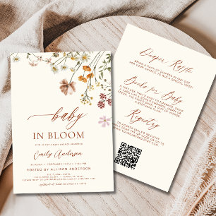 All in One QR code Wildflower Baby in Bloom Shower Invitation