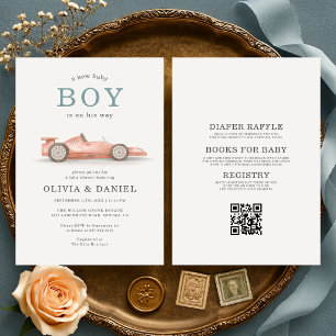 All in One Race Car Couples Baby Shower Invitation