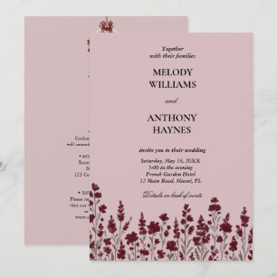 All‑in‑One Red Floral Wedding Invitation