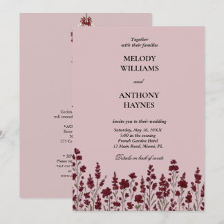 All‑in‑One Red Floral Wedding Invitation