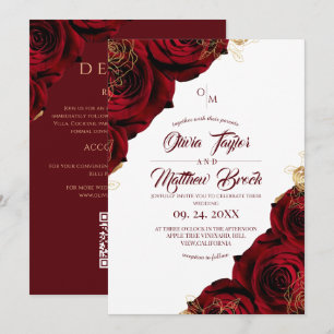 All in One Red Roses Classic Wedding Invitation