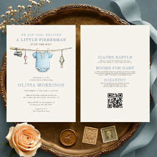 All in One Reel Excited Fishing Boy Baby Shower Invitation