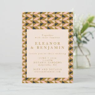 All-in-One Retro Art Deco Black and Gold Wedding Invitation