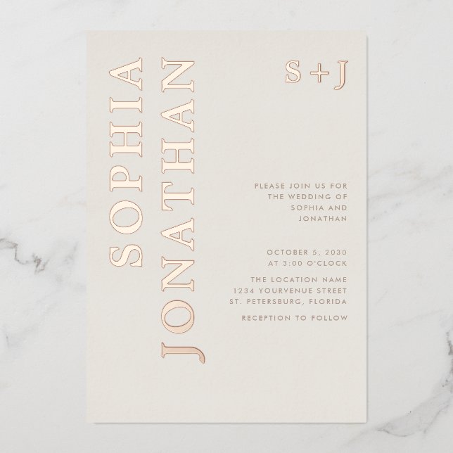 All in One Rose Gold Bold Typography Wedding (Front)