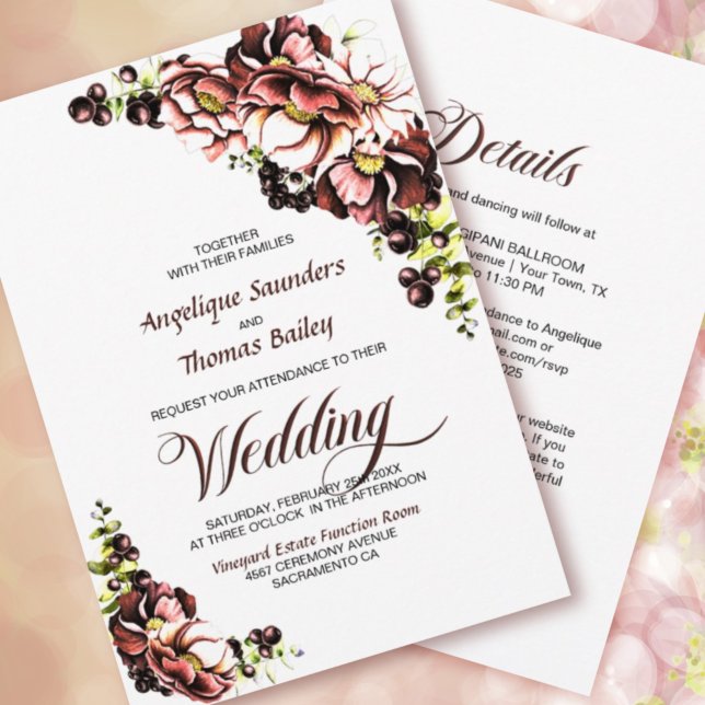 All In One Rustic Autumn Floral Wedding Invitation (Creator Uploaded)