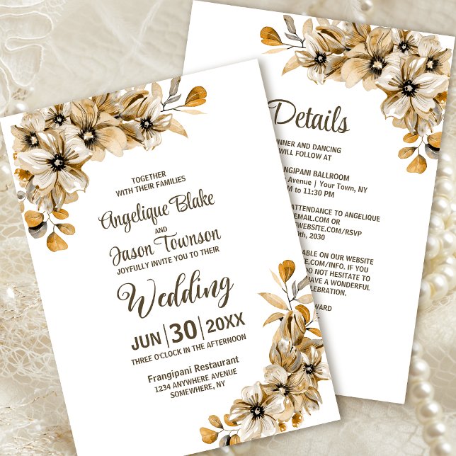 All In One Rustic Autumn Floral Wedding Invitation (Creator Uploaded)