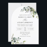 All In One Rustic Eucalyptus Greenery Arch Wedding Invitation<br><div class="desc">This elegant collection features mixed watercolor greenery leaves paired with a classy serif & delicate sans font in black,  with space to add details on the back. Matching items available.</div>