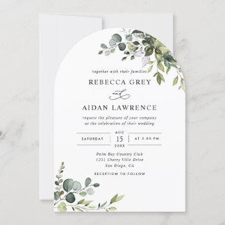 All In One Rustic Eucalyptus Greenery Arch Wedding Invitation