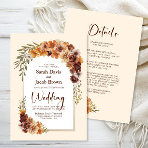 All in One Rustic Floral Cream Arch Wedding Invitation