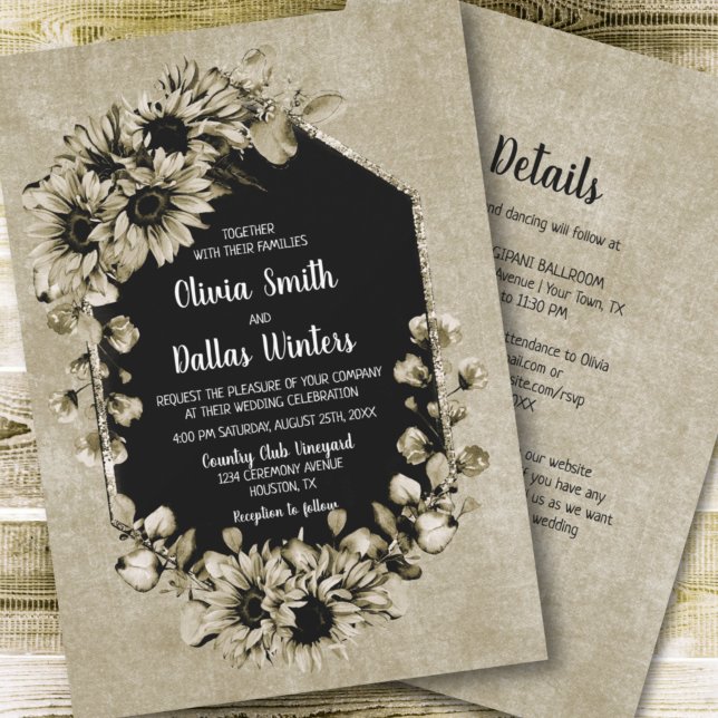 All In One Rustic Sunflower Floral Wedding Invitation (Creator Uploaded)