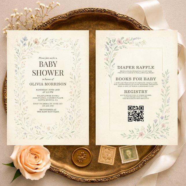 All in One Rustic Wildflower Boho Baby Shower Invitation (Creator Uploaded)