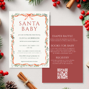 All in One Santa Baby Bow Winter Baby Shower Invitation