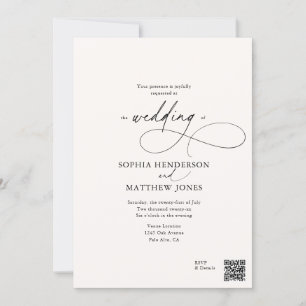 All In One Script Calligraphy Photo Wedding Ivory Invitation