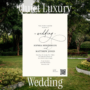 All In One Script Calligraphy Photo Wedding Ivory Invitation