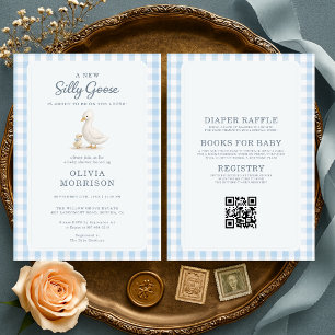 All in One Silly Goose Blue Boy Baby Shower Invitation