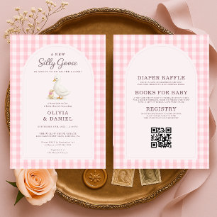 All in One Silly Goose Pink Couples Baby Shower Invitation