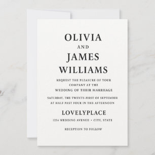 All-In-One Simple Classic Black & White Wedding In Invitation