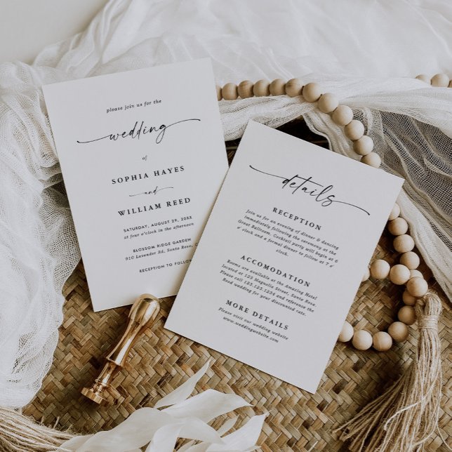 All-In-One Simple Classic Black & White Wedding Invitation (Creator Uploaded)