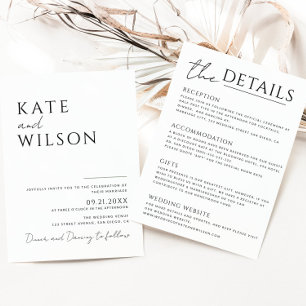 All-In-One Simple Classic Black & White Wedding Invitation