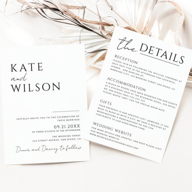 All-In-One Simple Classic Black & White Wedding Invitation (Creator Uploaded)