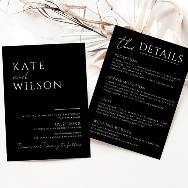 All-In-One Simple Modern Black & White Wedding Invitation (Creator Uploaded)