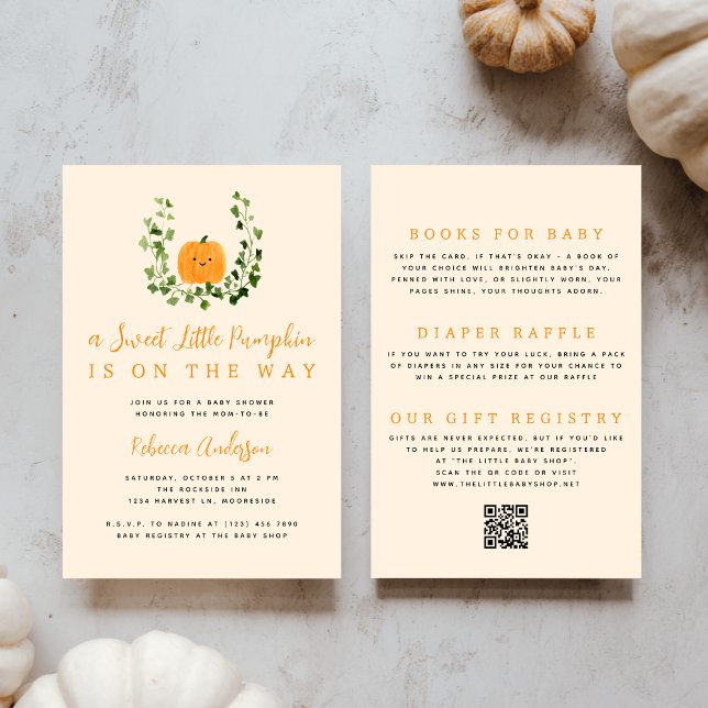 All in One Sweet Little Pumpkin Baby Shower Invitation (Creator Uploaded)