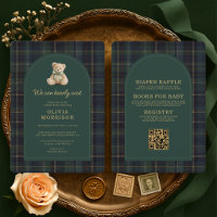 All in One Tartan Bearly Wait Green Baby Shower