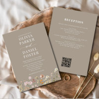 All in One Taupe Wildflower QR Code Wedding