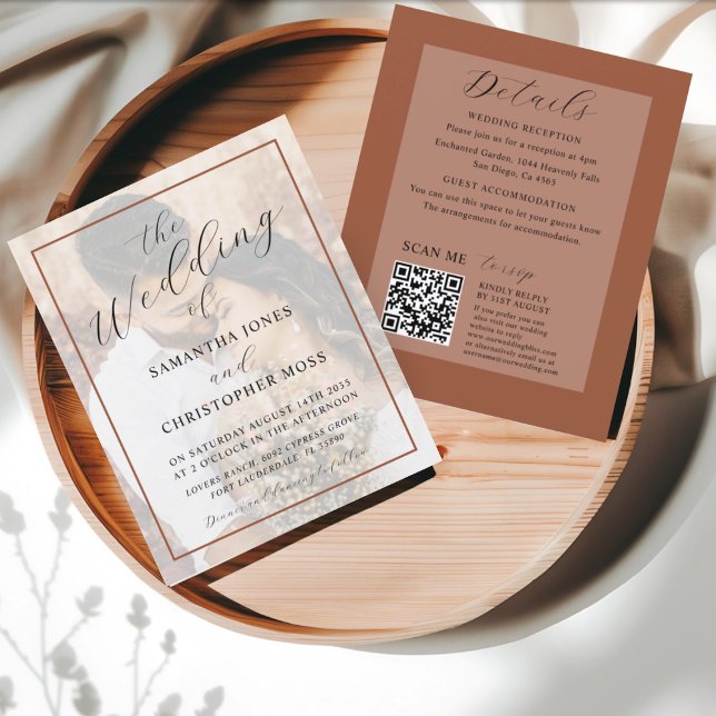 All-in-One Terracotta Photo Wedding Invitation (Creator Uploaded)