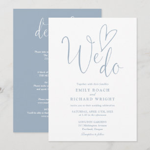 All In One To We Do Heart Dusty Blue Wedding Invitation