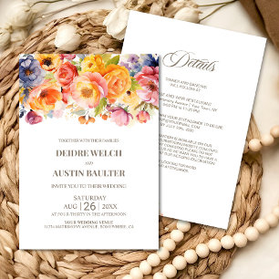 All in One Vibrant Spring Floral Wedding Invitation