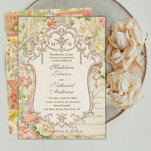 All In One Victorian French Floral Collage Wedding Invitation