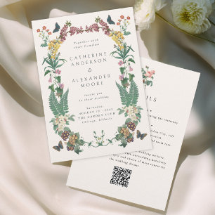 All In One Vintage Ornate Floral Wedding Invitation
