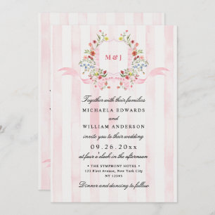 All In One Watercolor Regency Crest QR Wedding Invitation