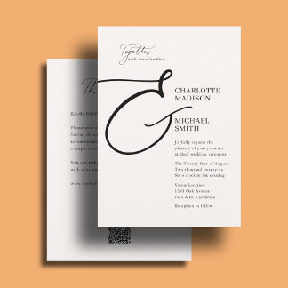 All In One Wedding Elegant Ampersand Ivory Invitation