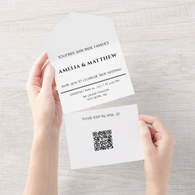 All in One Wedding Invitation QR Code (Tearaway)