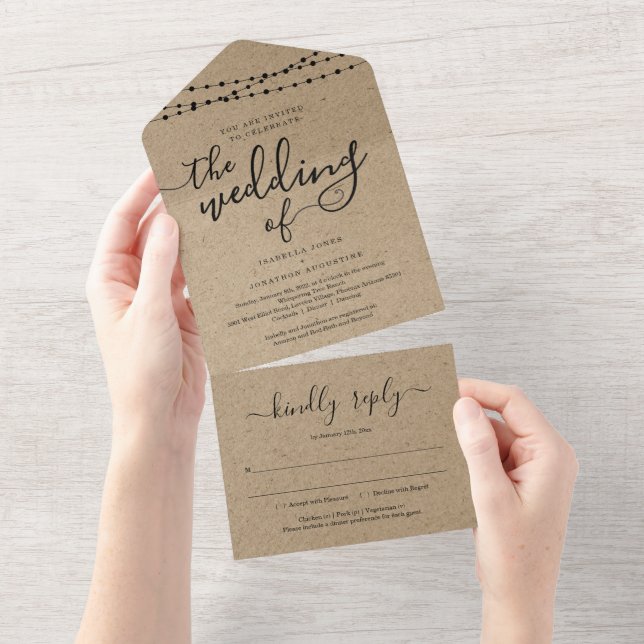 All in One Wedding Invitation with RSVP & Registry (Tearaway)